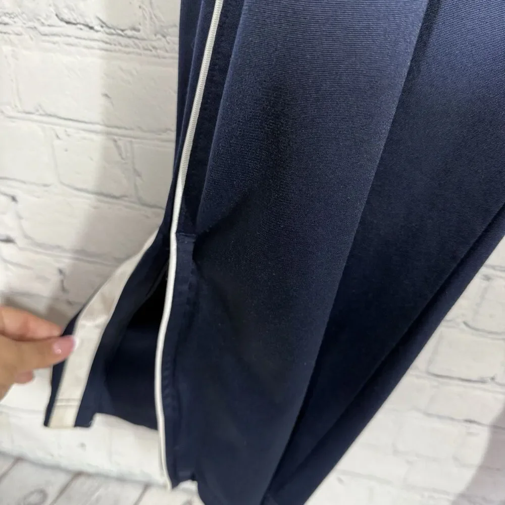 Nike Track Pants Large Navy Blue Wide Leg Athletic Pants Swoosh Y2K Athleisure